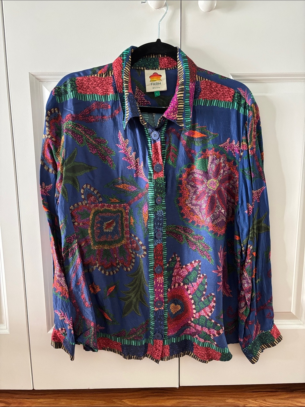 FARM Rio Blue Multicolor Floral Button-Down Shirt